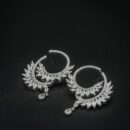 Elegant Pure Silver CZ Hoop Earrings