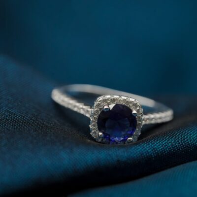 Pure Silver Blue Gemstone Ring