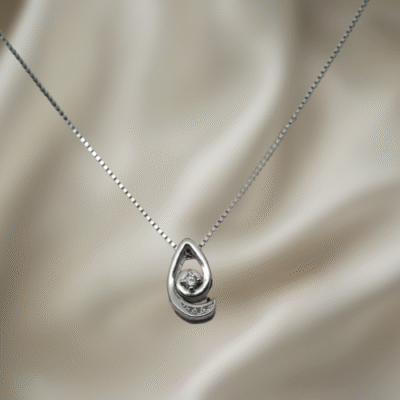 Elegant Pure Silver Teardrop Pendant Necklace