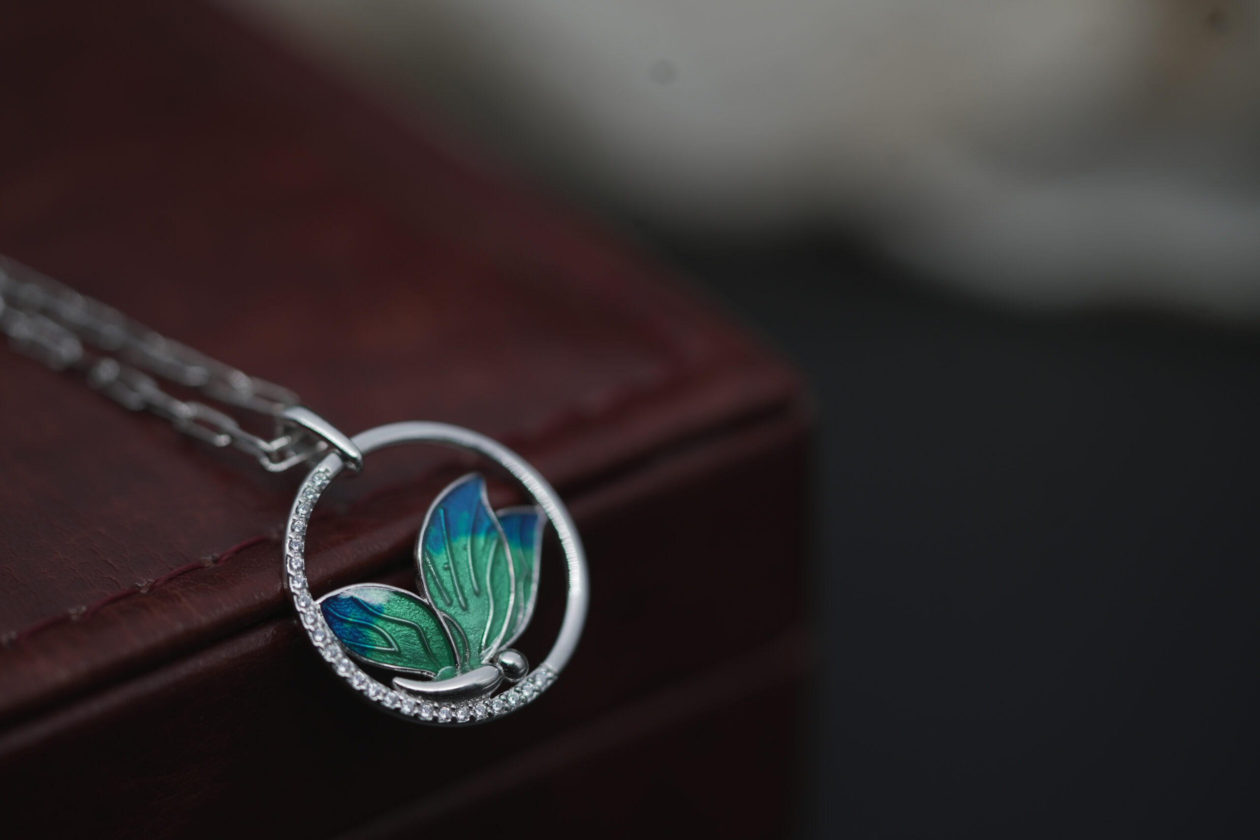 Pure Silver Enamel Butterfly Pendant - Image 3