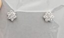 Sterling Silver Floral Cluster Stud Earrings with Crystal Stones (925 Silver)