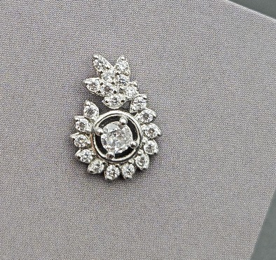 Sterling Silver Floral Halo Pendant with Crystal Cluster (925 Silver)