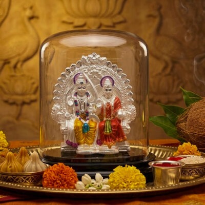 Lord Ram Sita silver idol in Ram Darbar form made of 925 sterling silver