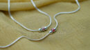 Sterling Silver Minimal Anklet with Red Enamel Bead Accent (925 Silver)