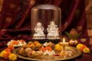 Goddess Lakshmi and Lord Ganesha silver idol set in 925 sterling silver